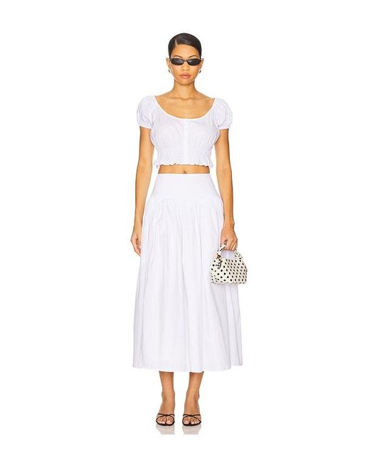 LPA White Brigette Midi Skirt