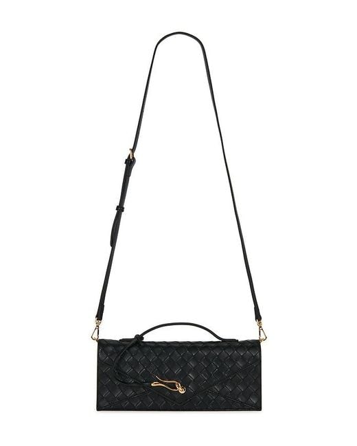 JW PEI Black Celeste Woven Textured Envelope Top Handle Bag
