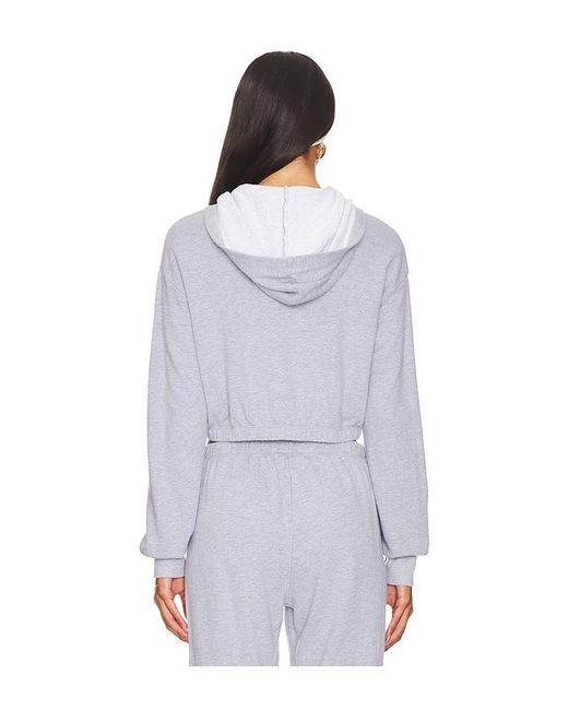 Lamade White Cropped Cotton-Blend Zip-Up Hoodie