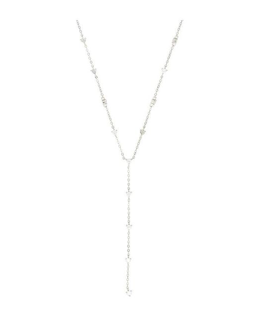 Shashi White Solitaire Station Lariat Necklace