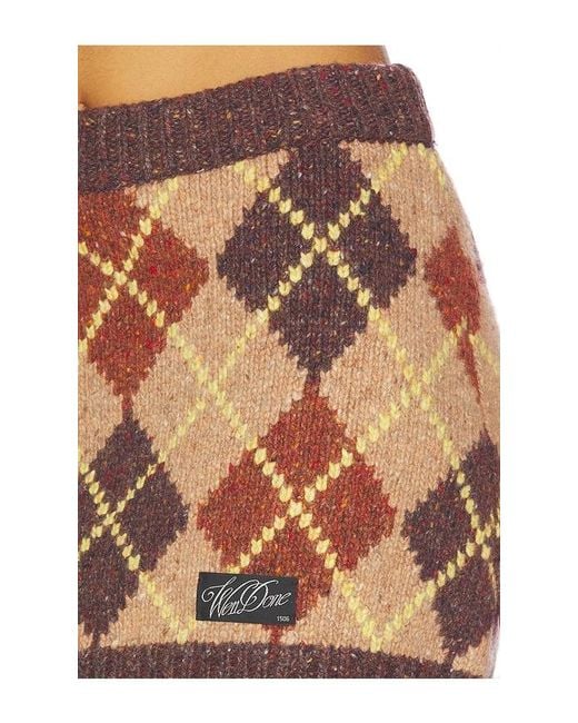 we11done Brown Argyle Intarsia Mini Skirt