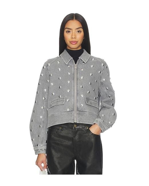 Cinq À Sept Gray Studded Denim Harriet Jacket