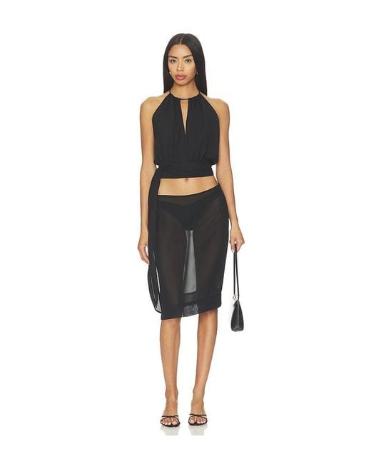 With Harper Lu Black Draped Halter Top
