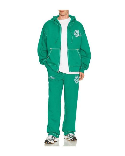 True Religion Green Crest Big T Cinched Zip Up Hoodie for men