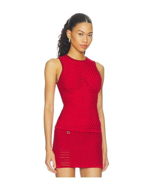 Isa Boulder Red Woven Tight Tank Top