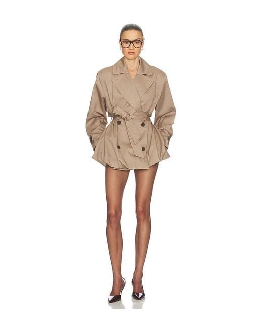 Helsa Natural Short Bubble Hem Trench