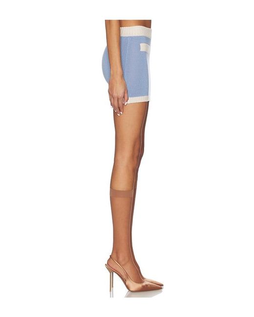 ROWEN ROSE Blue Knit Mini Skirt