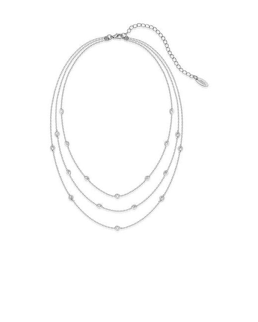 Ettika White Crystal Dot Layered Necklace