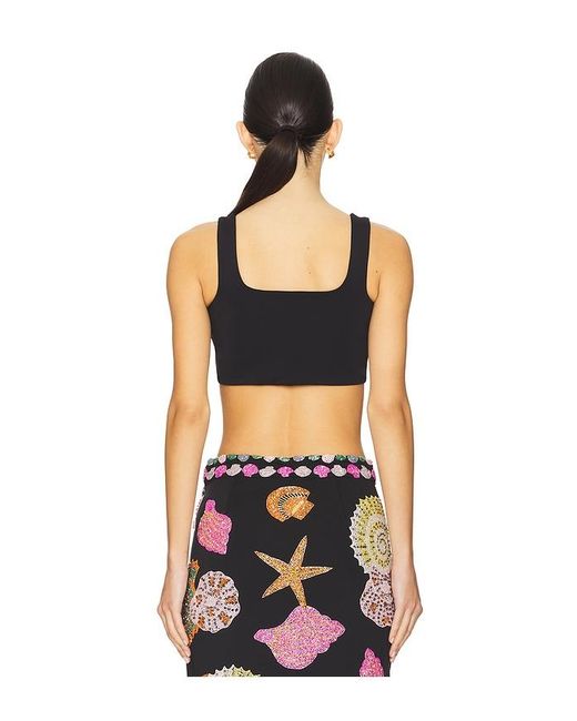 Oceanus Black New York Hand Embellished Top