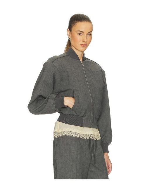 Helsa Gray Wool Blend Bomber Jacket