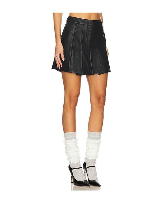 Astr Black Faux Leather Pleated Mini Skirt