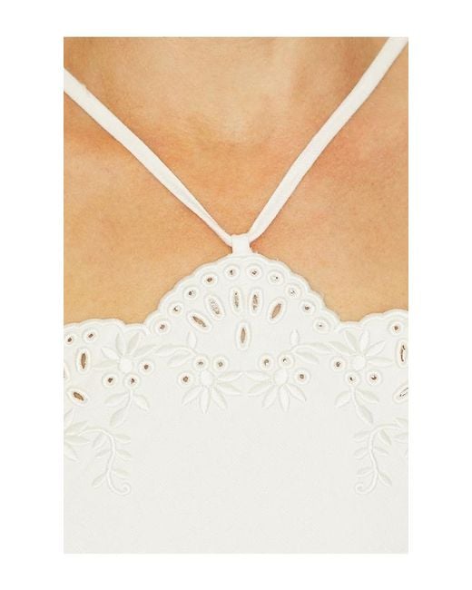Jonathan Simkhai White Gillian Embroidered Linen Midi Dress