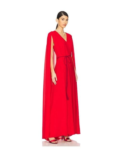 Alice + Olivia Red Zenaida Maxi Cape Gown