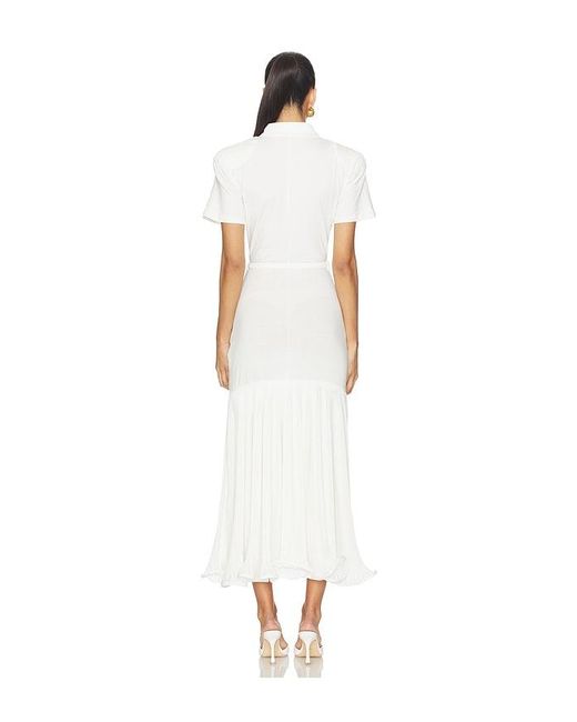ROWEN ROSE White Polo Dress With Pleated Skirt