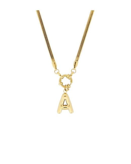 petit moments Metallic Bubble Initial Herringbone Necklace