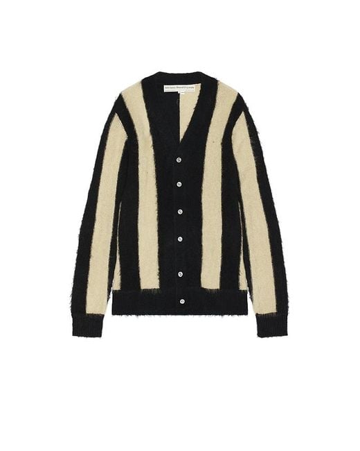 Advisory Board Crystals Black Fuzzy Stripe Cardigan Sweater for men