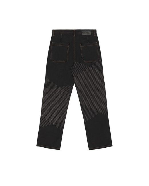 Pleasures Black Grid Embroidered Baggy Jeans for men
