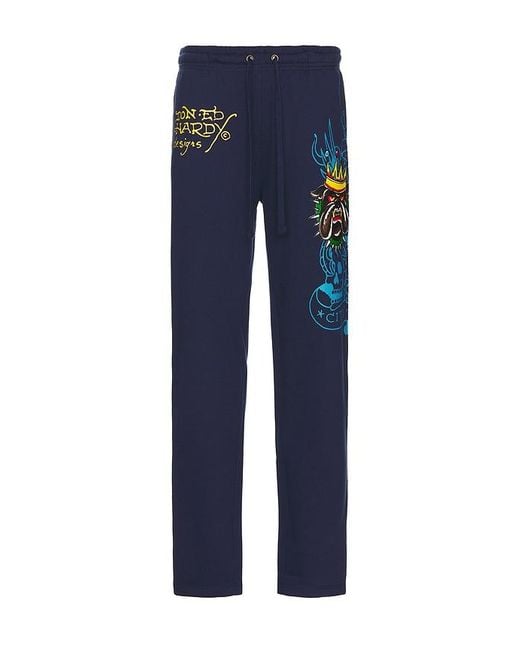 Ed Hardy Blue Panther Bulldog Sweatpant for men