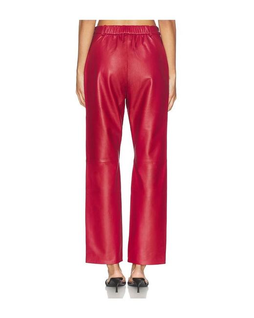 AEXAE Red Leather Straight Leg Pant
