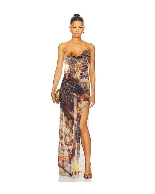 jaded london dahlia hand beaded dress Jaded London Dahlia Hand-Beaded Chiffon Maxi Size 6 (6