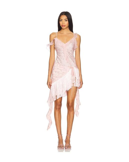 For Love & Lemons White Raspberry Rose Mini Dress
