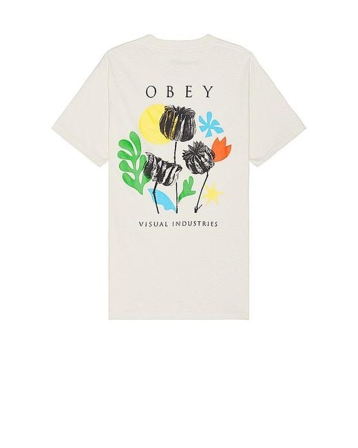 Obey White Flowers Papers Scissors Tee for men