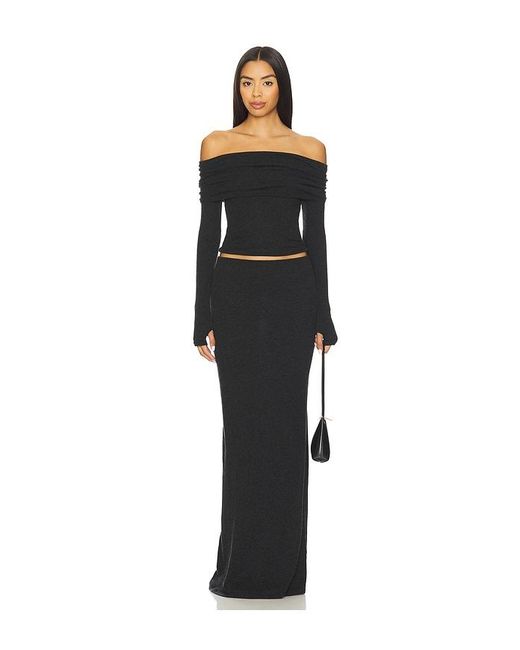 Enza Costa Black Off Shoulder Top
