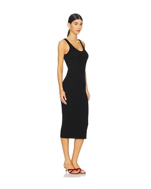 Enza Costa Black Silk Knit Tank Midi Dress