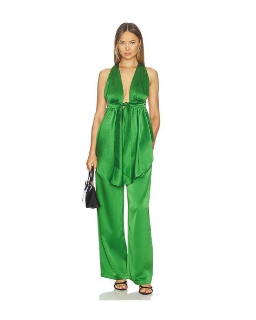 Susana Monaco Green Satin Pleated Pant