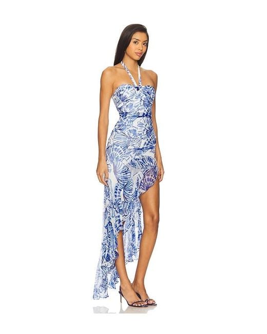 Amanda Uprichard Blue Marabou Dress