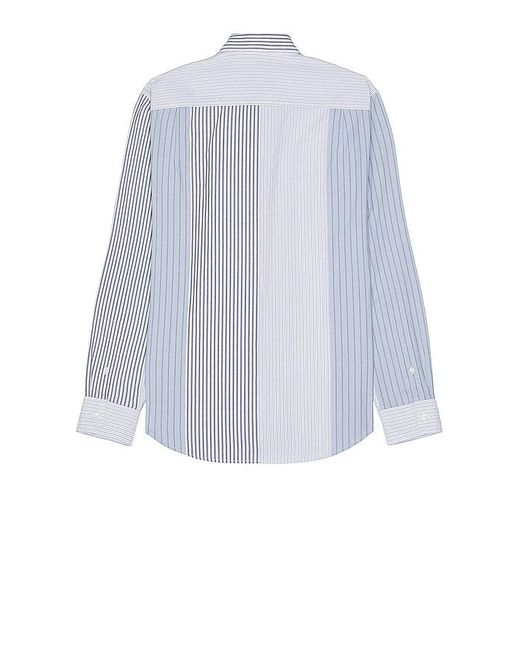 Club Monaco Blue Multi Stripe Long Sleeve Shirt for men