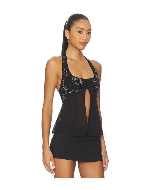 superdown Black Akilah Halter Top
