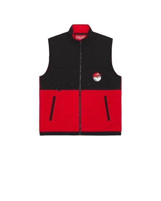 Malbon Golf Red Polar Fleece Coca-Cola Collaboration Vest for men
