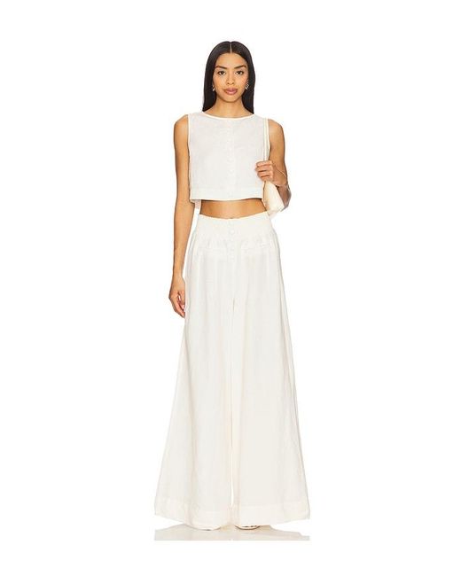 WeWoreWhat White Boxy Linen Boatneck Top
