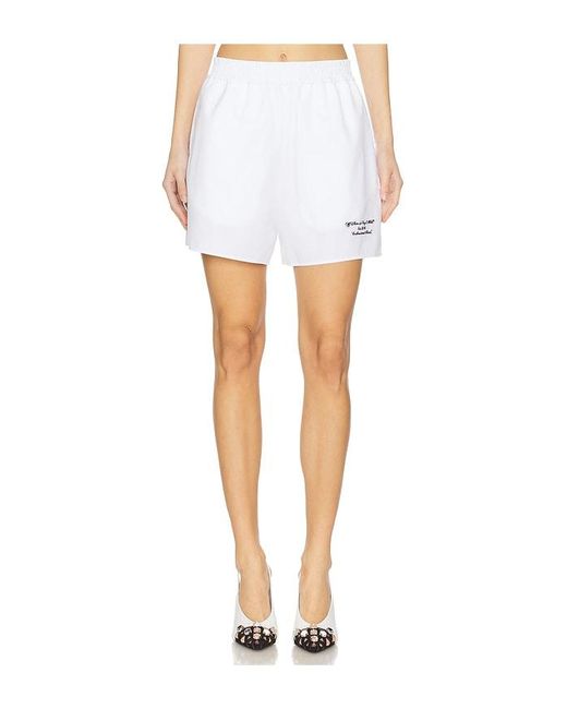Off-White c/o Virgil Abloh White Embroidered Poplin Elastic Waist Shorts