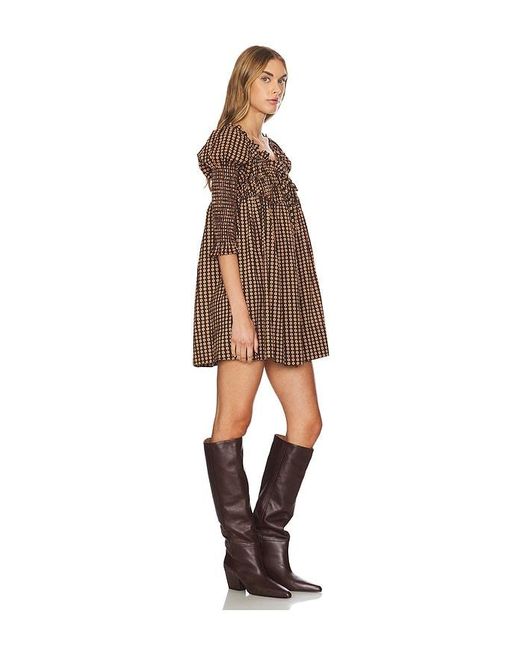 Free People Natural Smocked Tie-Back Mini Dress