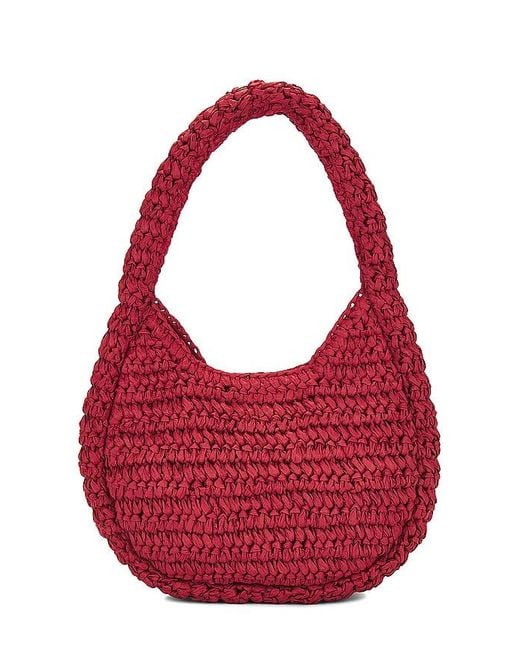 Damson Madder Red Rosette Straw Bag
