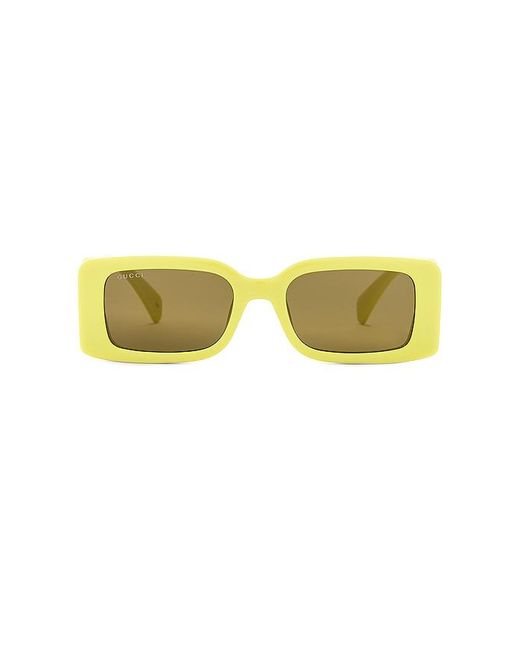 Gucci Yellow Chaise Longue Rectangular Sunglasses