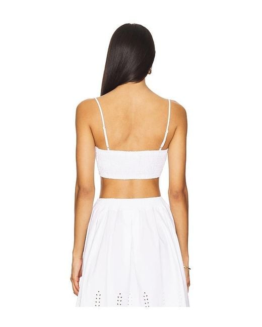 Susana Monaco White Embroidered Poplin Micro String Top