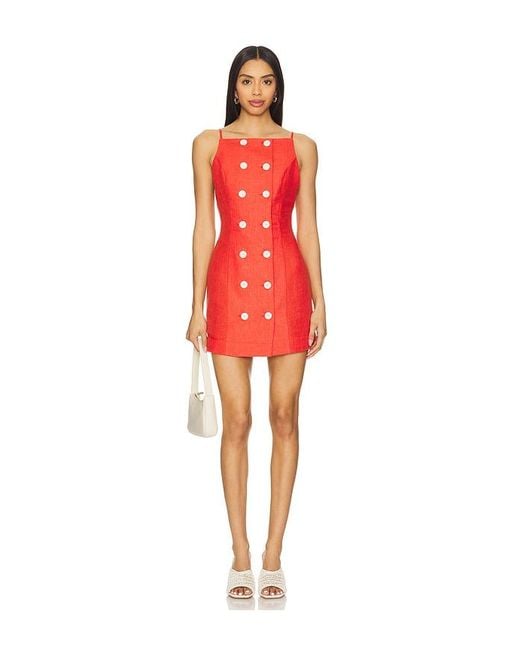 Matthew Bruch Red Double Breasted Tank Dress