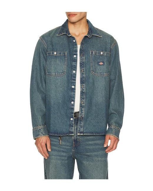 Dickies Blue Mechanic Long Sleeve Denim Shirt for men