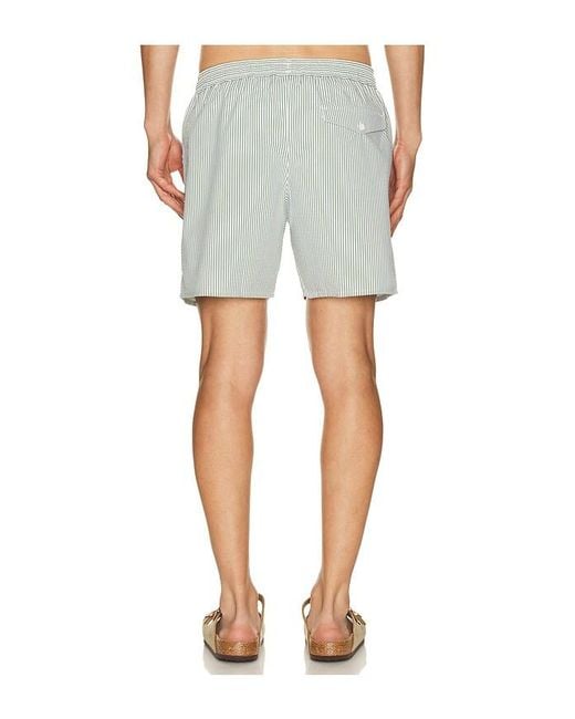Lacoste Blue Mid Length Striped Textured Swim Trunks for men