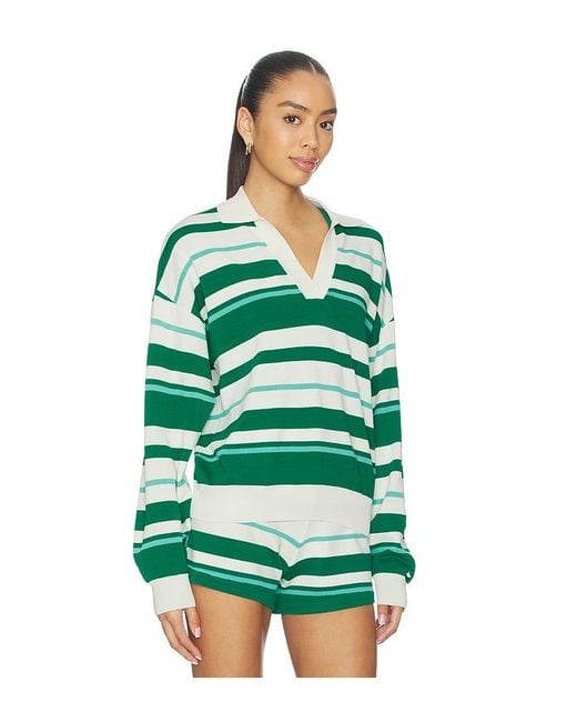 P.E Nation Green Retreat Stripe Collar Knit Pullover