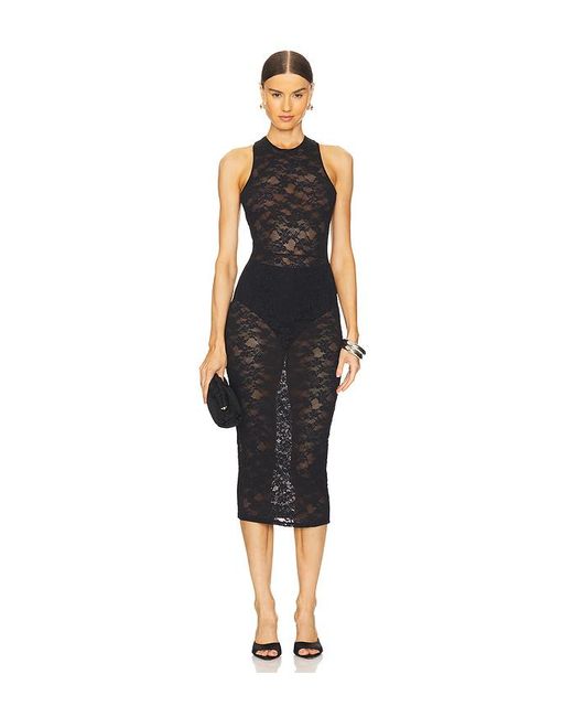 Fleur du Mal Black Le Stretch Lace Racer Tank Dress