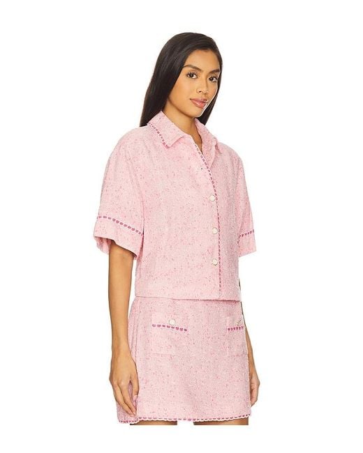 Jonathan Simkhai Pink Khloe Short Sleeve Button Down