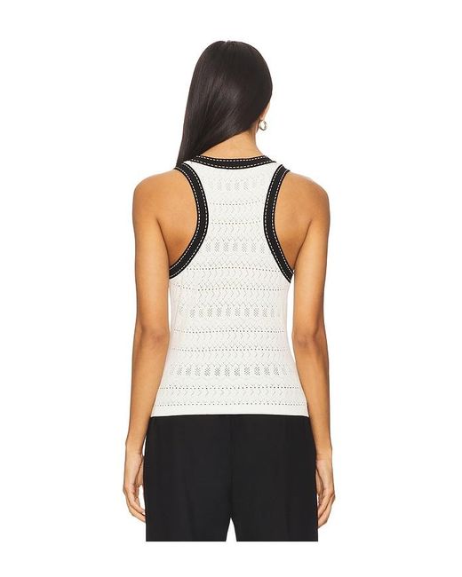 Autumn Cashmere White Tanktop Aus Pointelle-Strick Mit Racerback Und Ziernähten