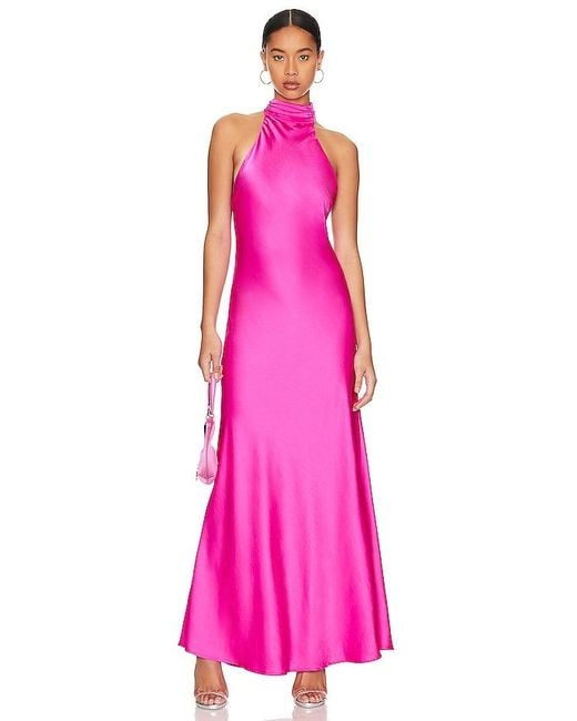 Misha Pink Evianna Satin Gown