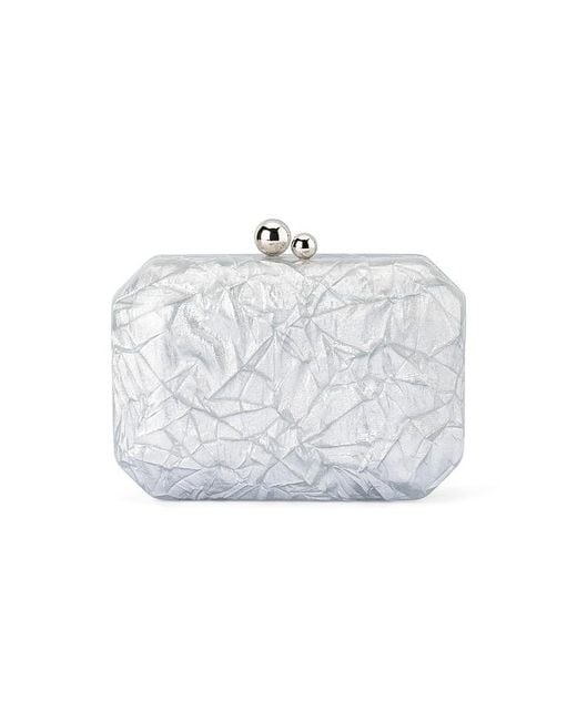Olga Berg White Mateo Metallic Clutch