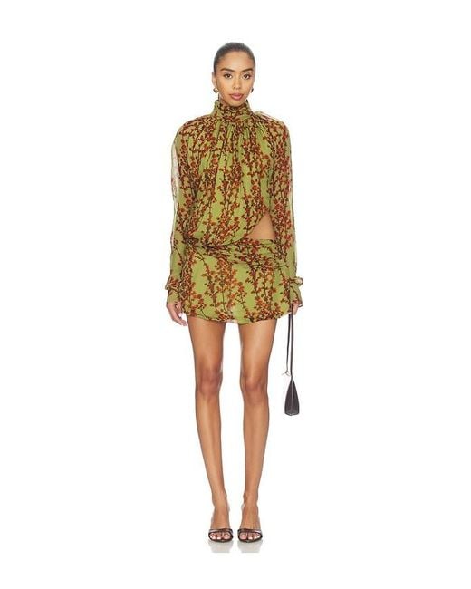Muma World Yellow Kusa Sakura Zhou Mini Dress
