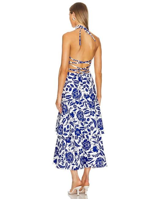 MILLY Blue Flowers Of Spain Linen Dress